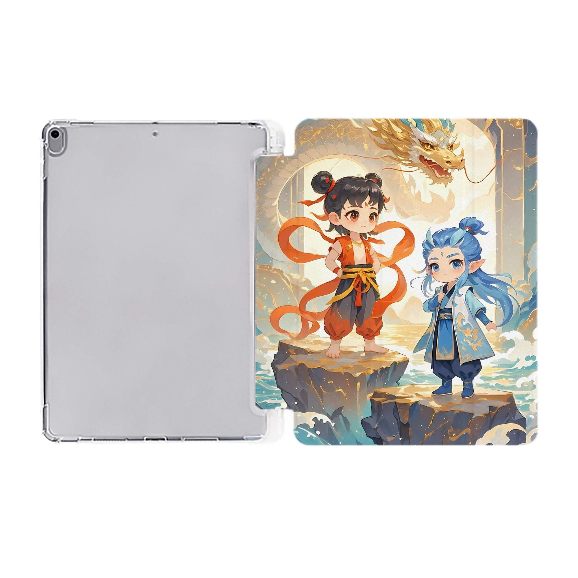 （画像用） Ne Zha 2 ナタ 魔童の大暴れ IPad ケース ペン収納付き 三つ折りスタンド PUレザー×シリコン 対応機種9.5/10.5/10.9インチ